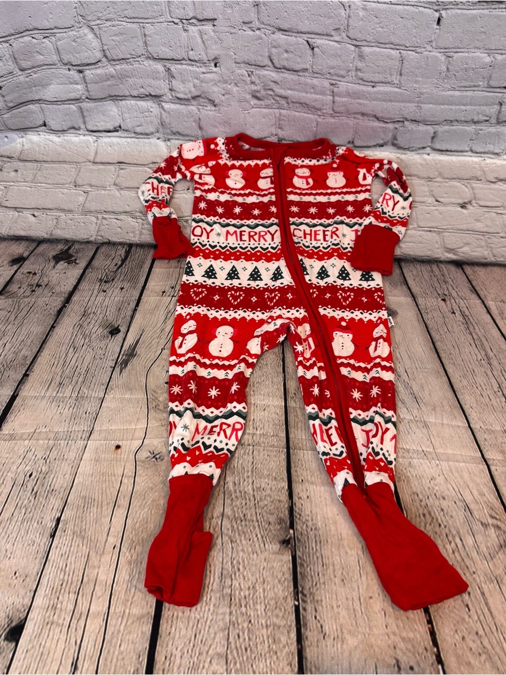 Little Sleepies Christmas Pattern Bamboo Zippie Romper